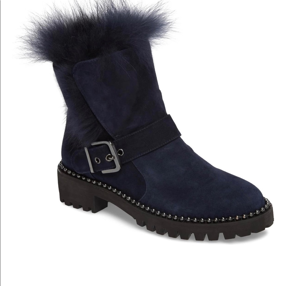 Cecelia NY Theresa Blue Suede Zipper Boots size 10